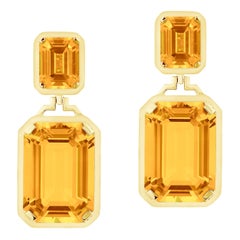 Longues boucles d'oreilles Goshwara en citrine taille émeraude