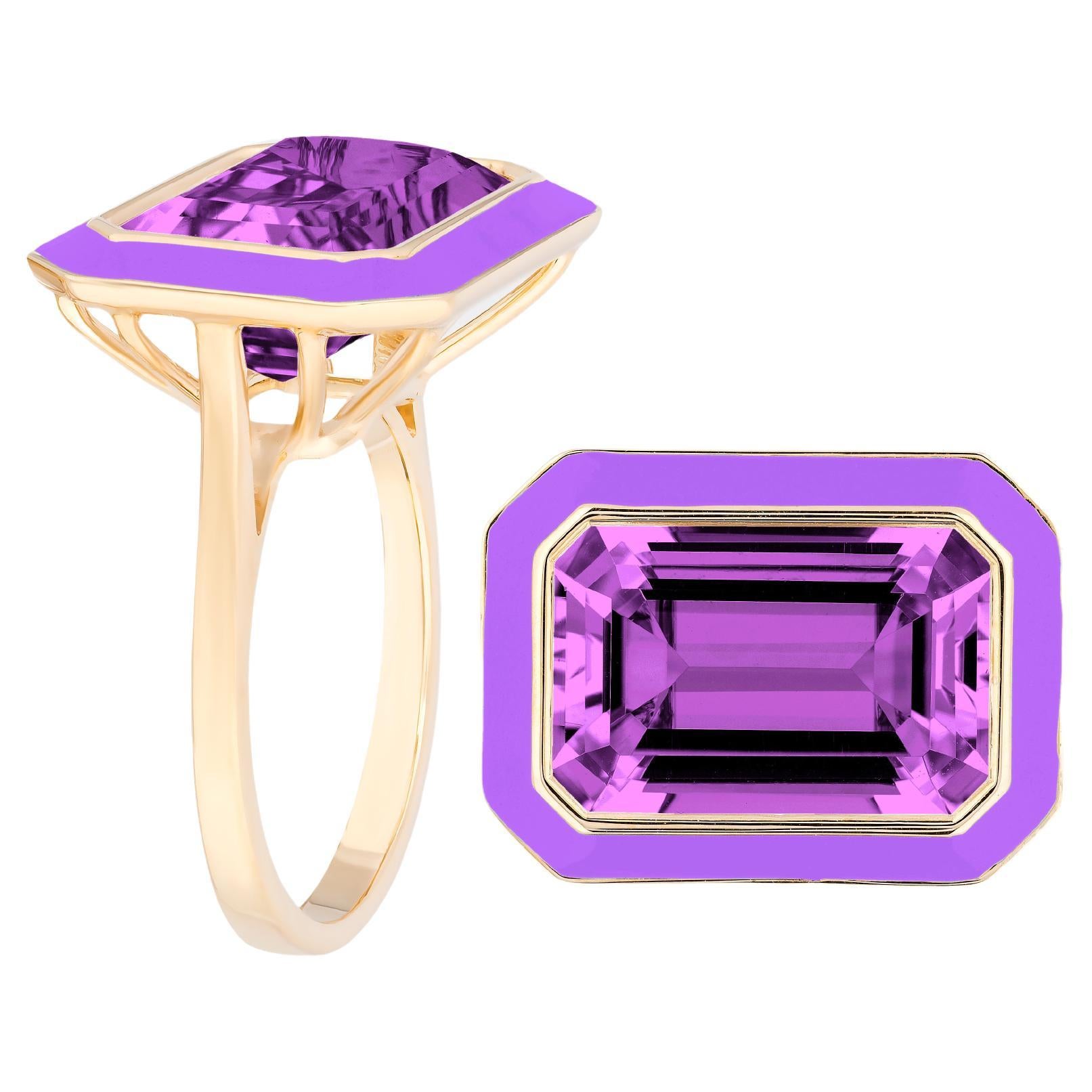 Goshwara East-West Amethyst with Purple Enamel Ring For Sale