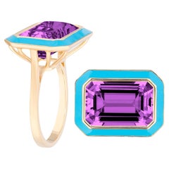 Ring aus Ost-West-Amethyst mit türkisfarbener Emaille vonshwara