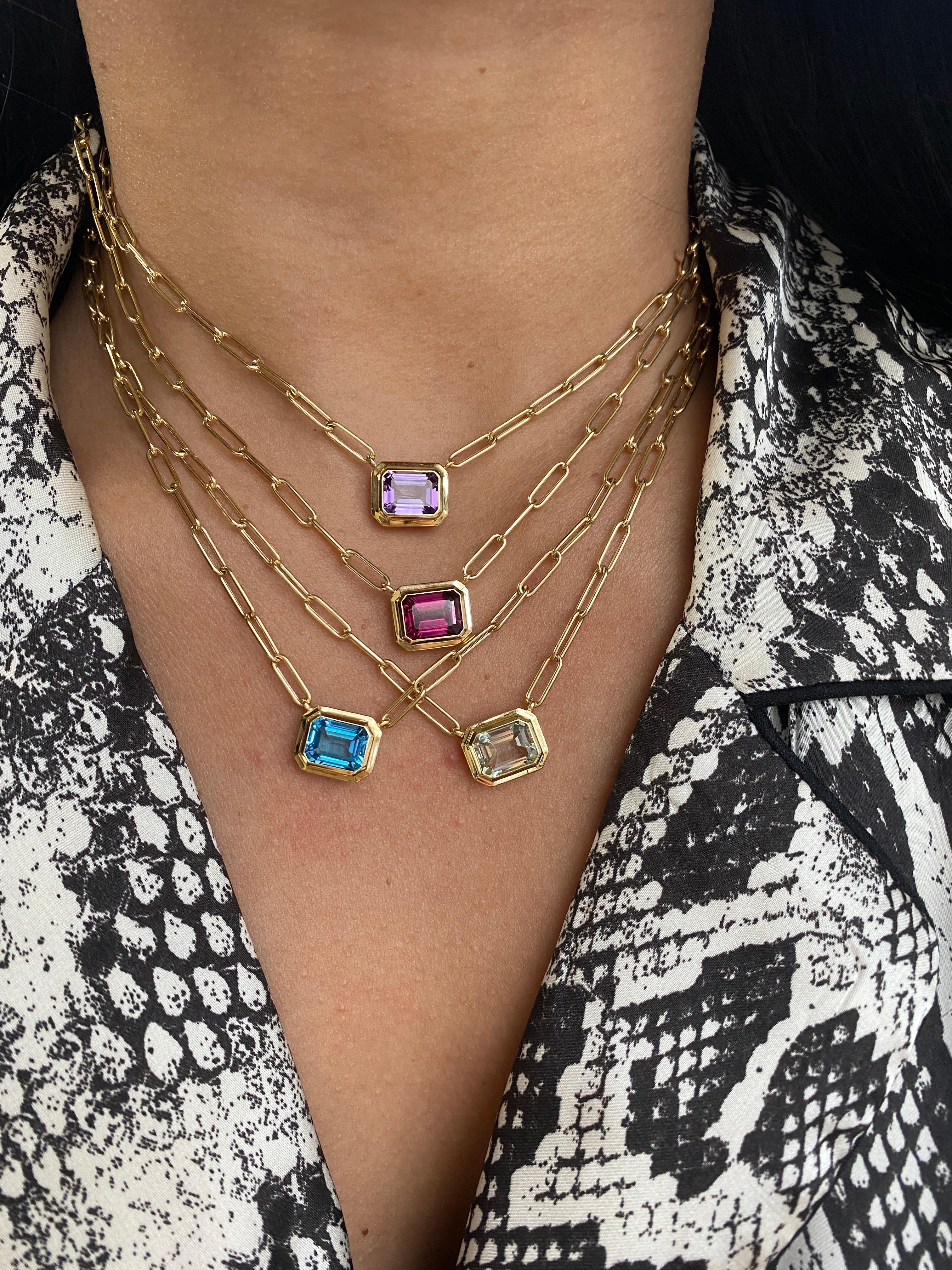 Taille émeraude Goshwara - Pendentif serti d'émeraudes avec citrine Est-Ouest en vente