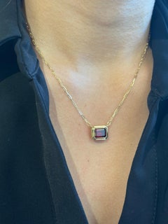 Goshwara East-West Garnet Emerald Cut Bezel Set Pendant