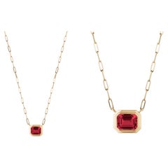 Goshwara East-West Garnet Emerald Cut Bezel Set Pendant
