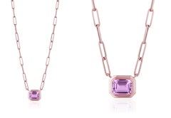 Goshwara East-West Lavender Amethyst Emerald Cut Bezel Set Pendant