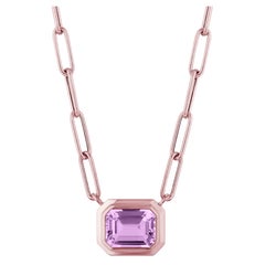 Goshwara East-West Lavender Amethyst Emerald Cut Bezel Set Pendant