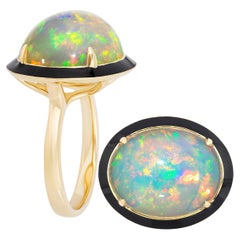 Goshwara East-West Opal Oval with Black Enamel Ring