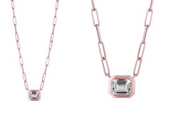 Goshwara East-West Rock Crystal Emerald Cut Bezel Set Pendant