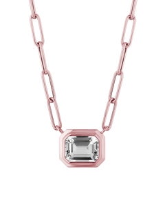 Goshwara East-West Rock Crystal Emerald Cut Bezel Set Pendant