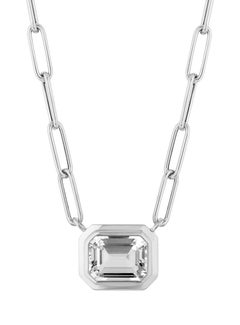 Goshwara East-West Rock Crystal Emerald Cut Bezel Set Pendant