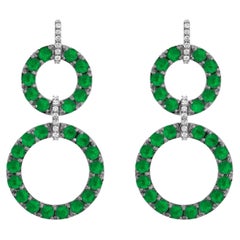 Goshwara Emerald Cabochon 2 Row Earrings With Diamonds