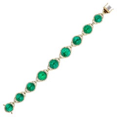 Goshwara Emerald Cabochon with Diamonds Bracelet