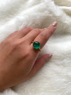 Goshwara Emerald Cabochon with Diamonds Ring