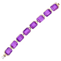 Goshwara-Armband mit Amethyst und Diamanten im Smaragdschliff