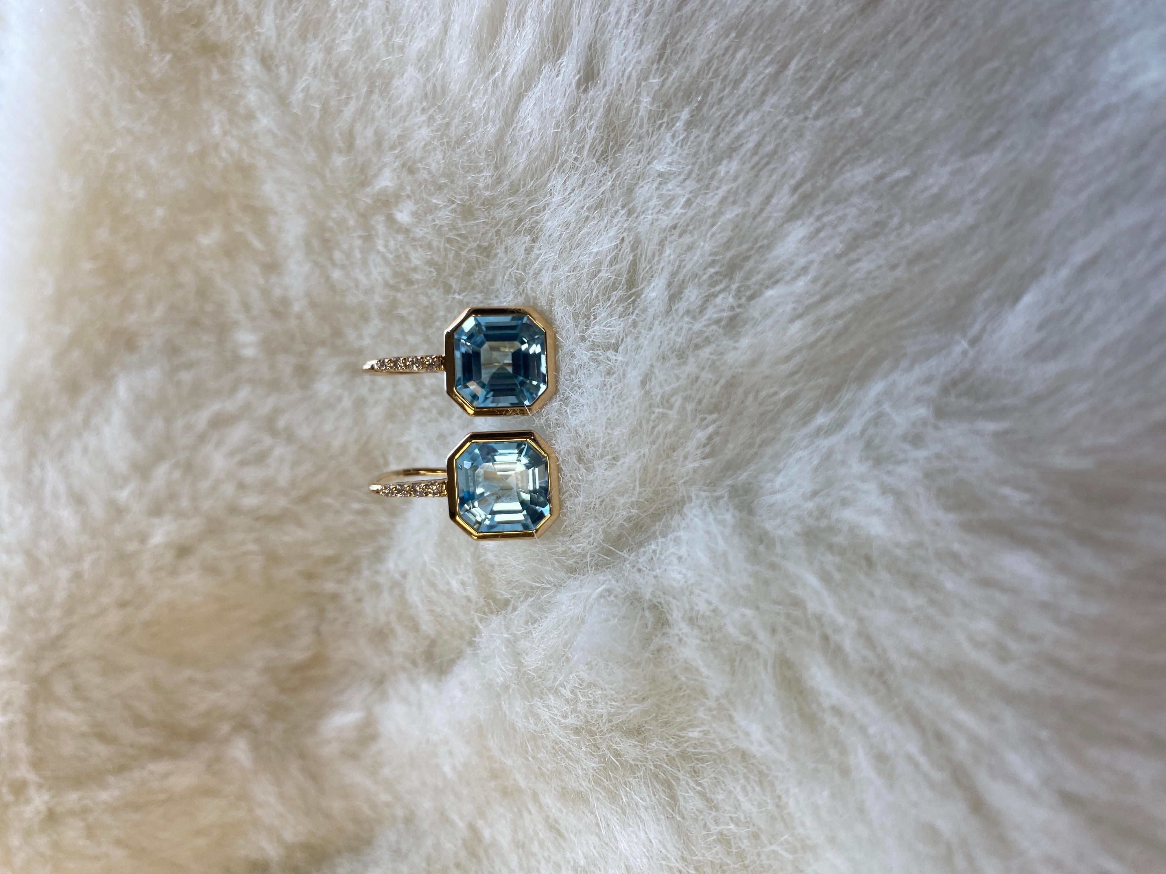 Goshwara Emerald Cut Blue Topaz on Wire Earrings 1