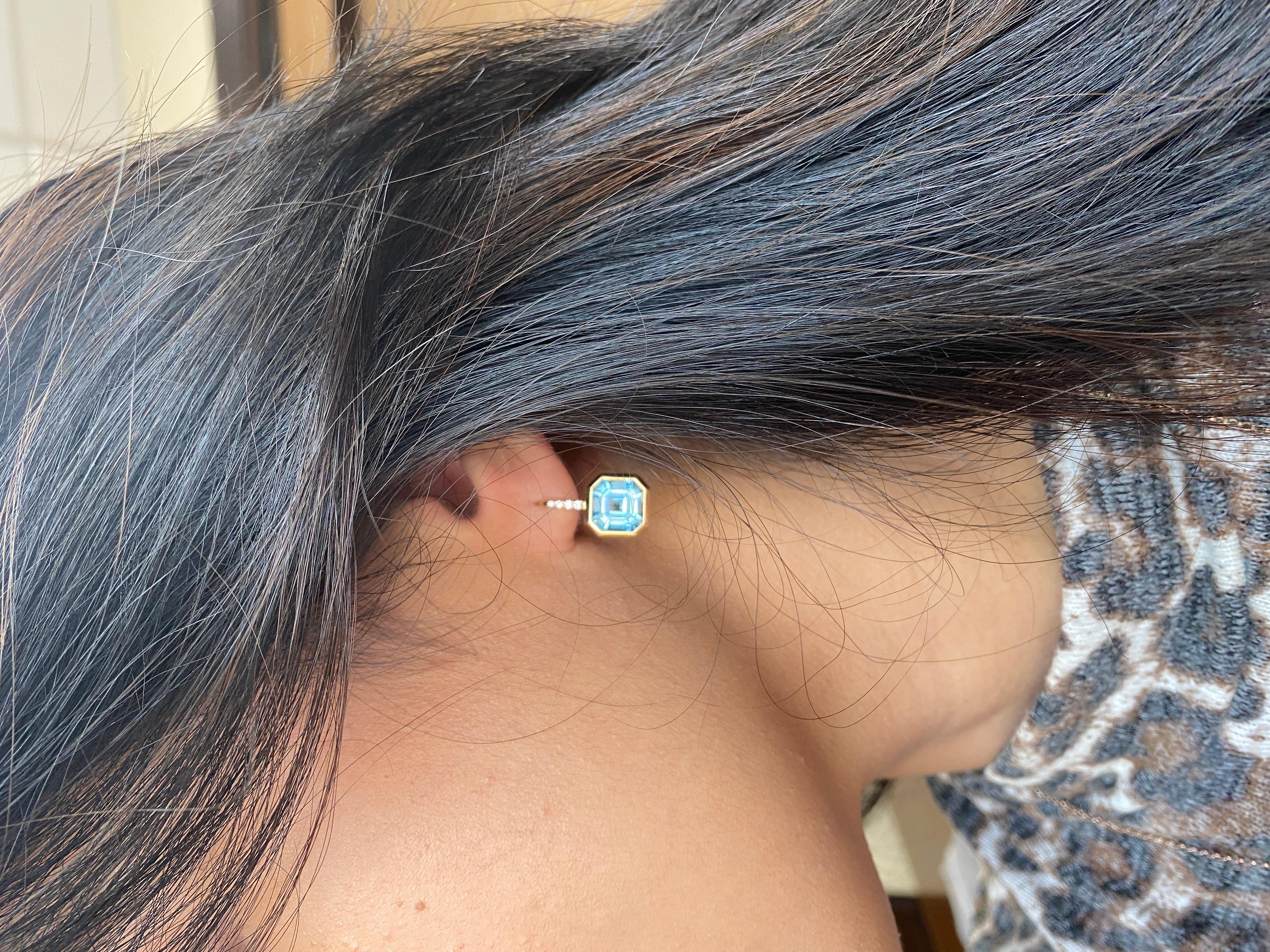 Goshwara Emerald Cut Blue Topaz on Wire Earrings 2