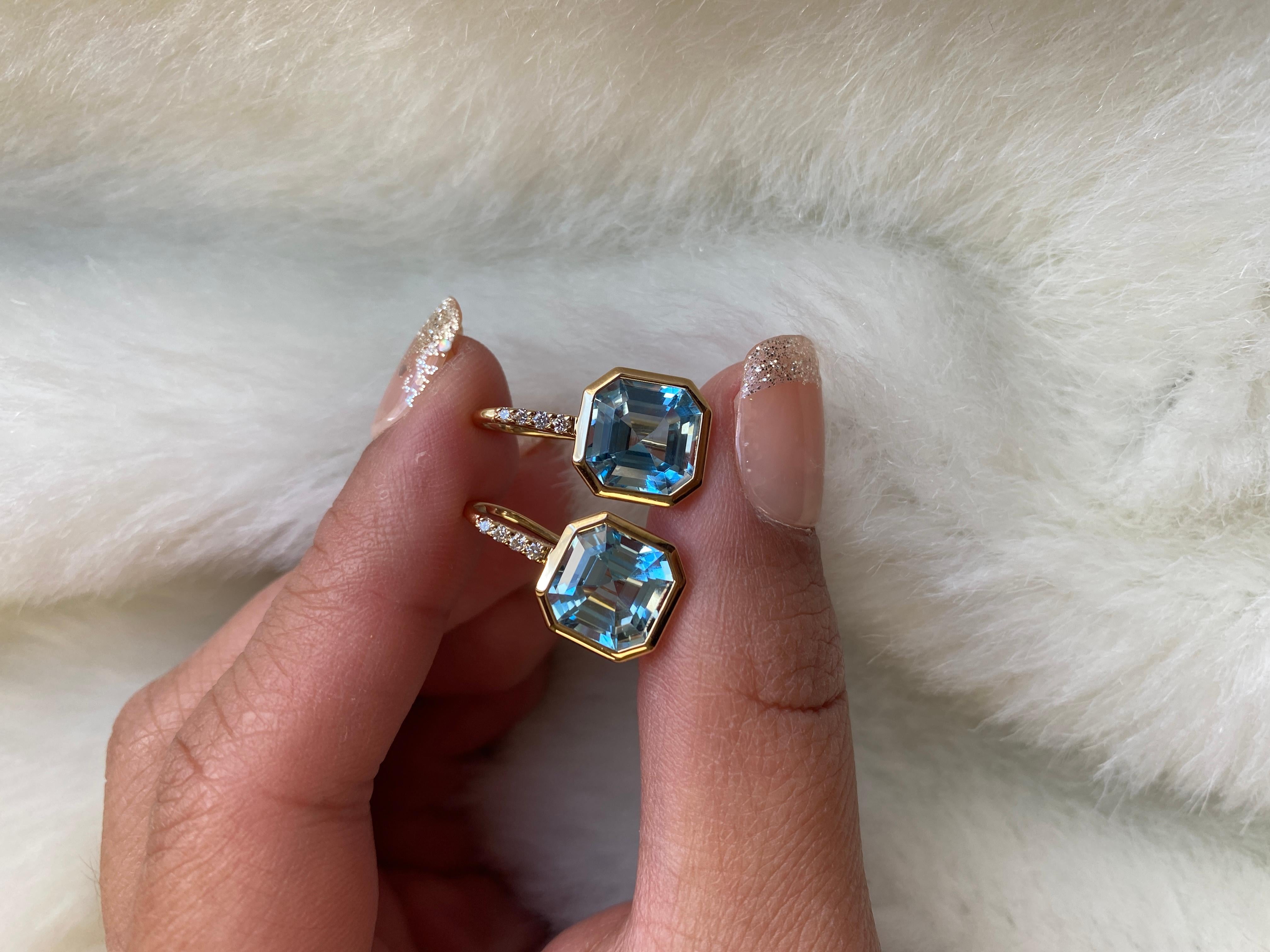 Goshwara Emerald Cut Blue Topaz on Wire Earrings 3