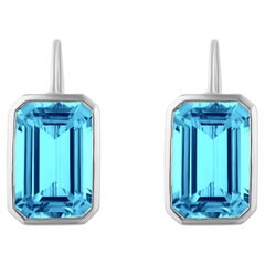 Boucles d'oreilles Goshwara Emerald Cut Blue Topaz With French Wire