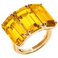 Goshwara Emerald Cut Citrine 3-Stone Ring