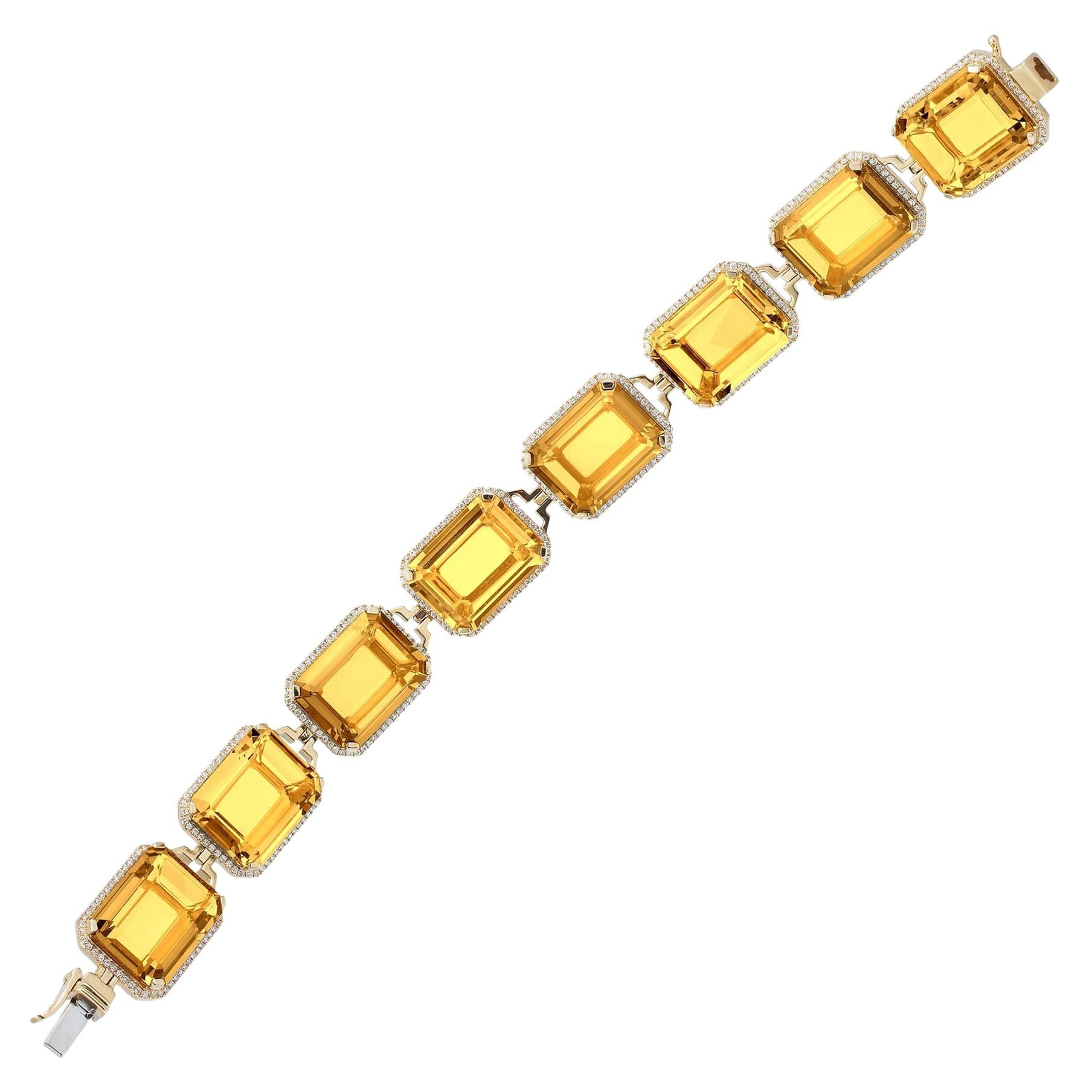 Goshwara Emerald Cut Citrine and Diamond Bracelet