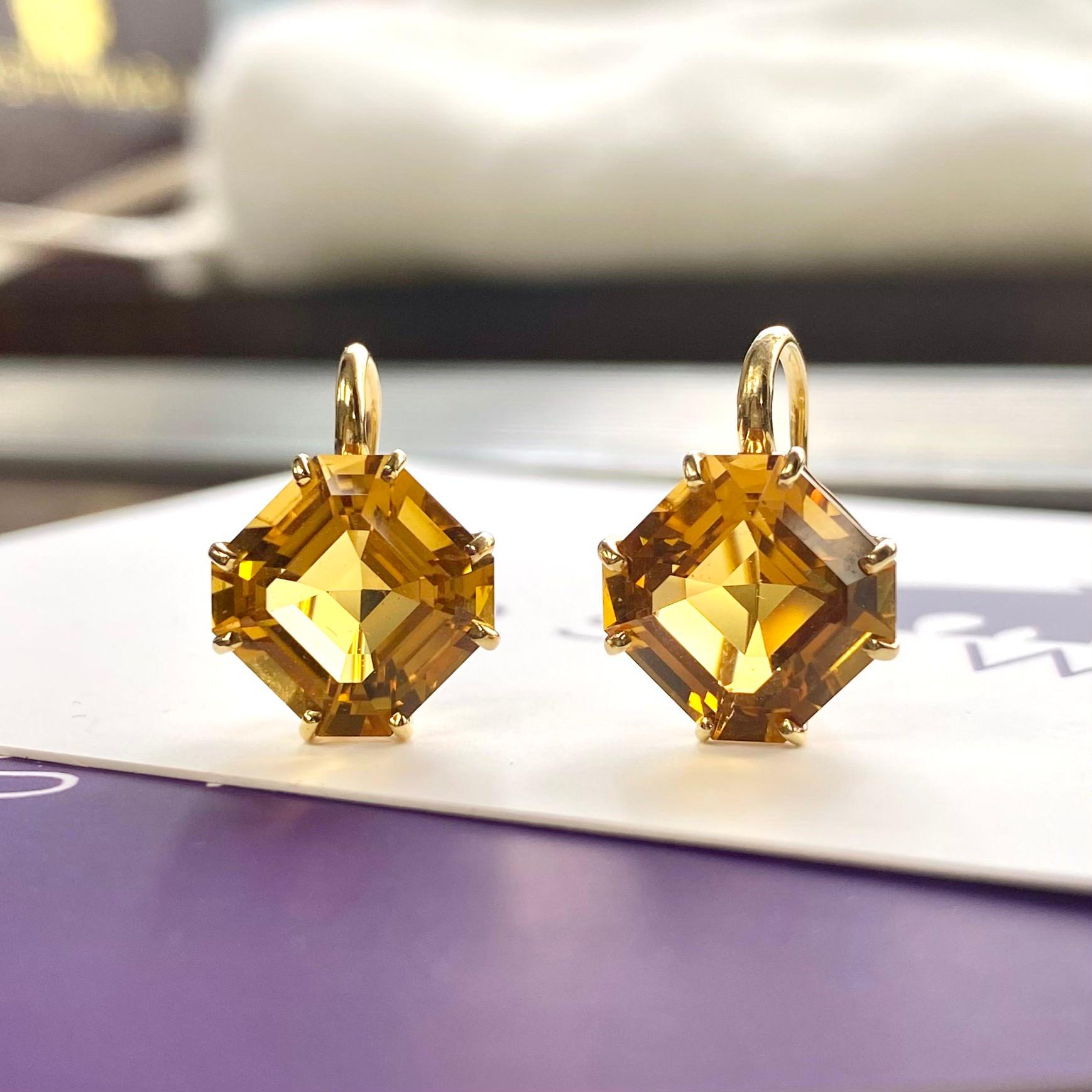 Goshwara Emerald Cut Citrine Square Earrings In New Condition For Sale In New York, NY