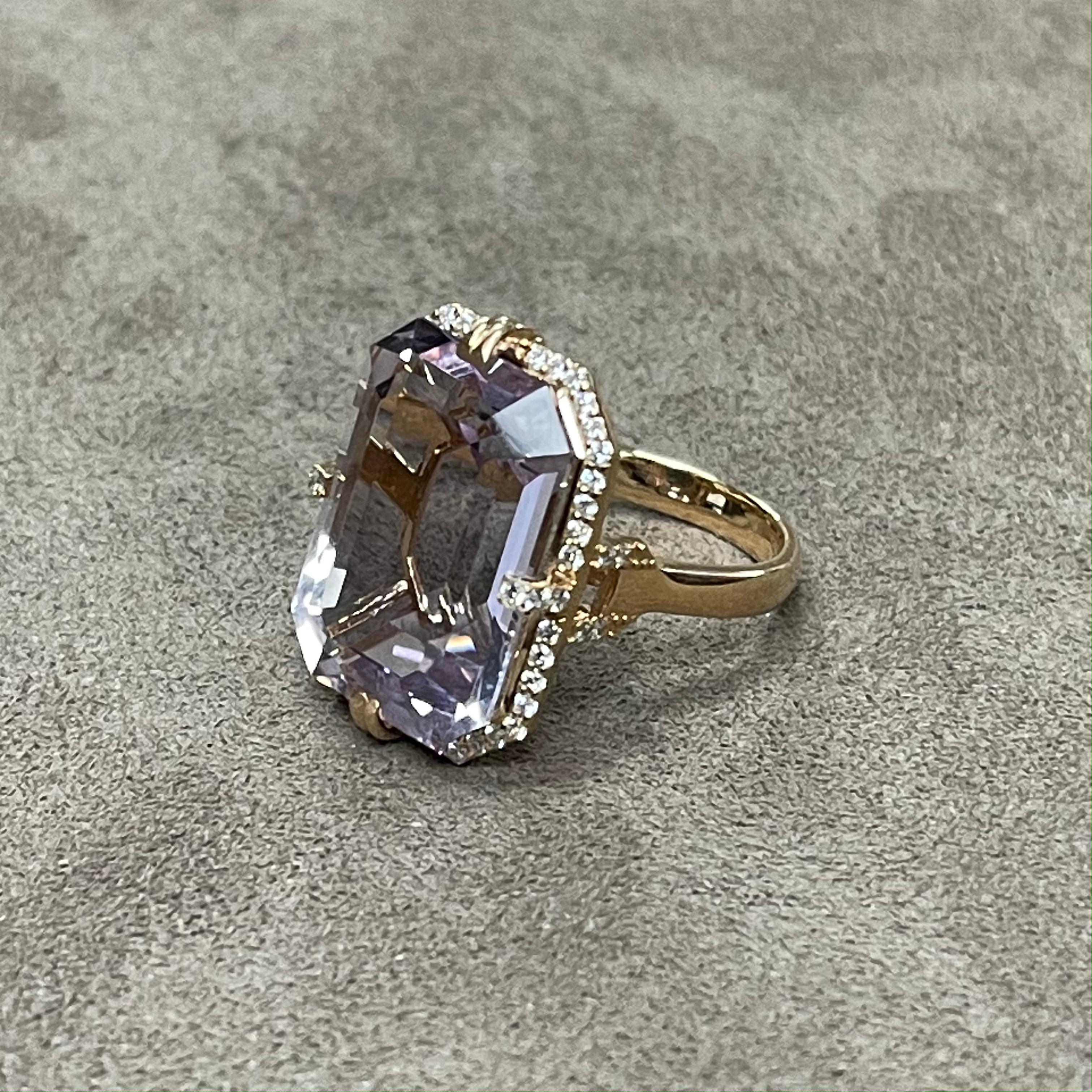 Women's Goshwara Emerald Cut Lavender Amethyst and Diamond Ring For Sale