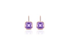 Goshwara Emerald Cut Lavender Amethyst on Wire Earrings
