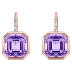 Goshwara Emerald Cut Lavender Amethyst on Wire Earrings