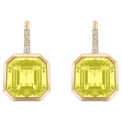 Goshwara Emerald Cut Lemon Quartz on Wire Earrings