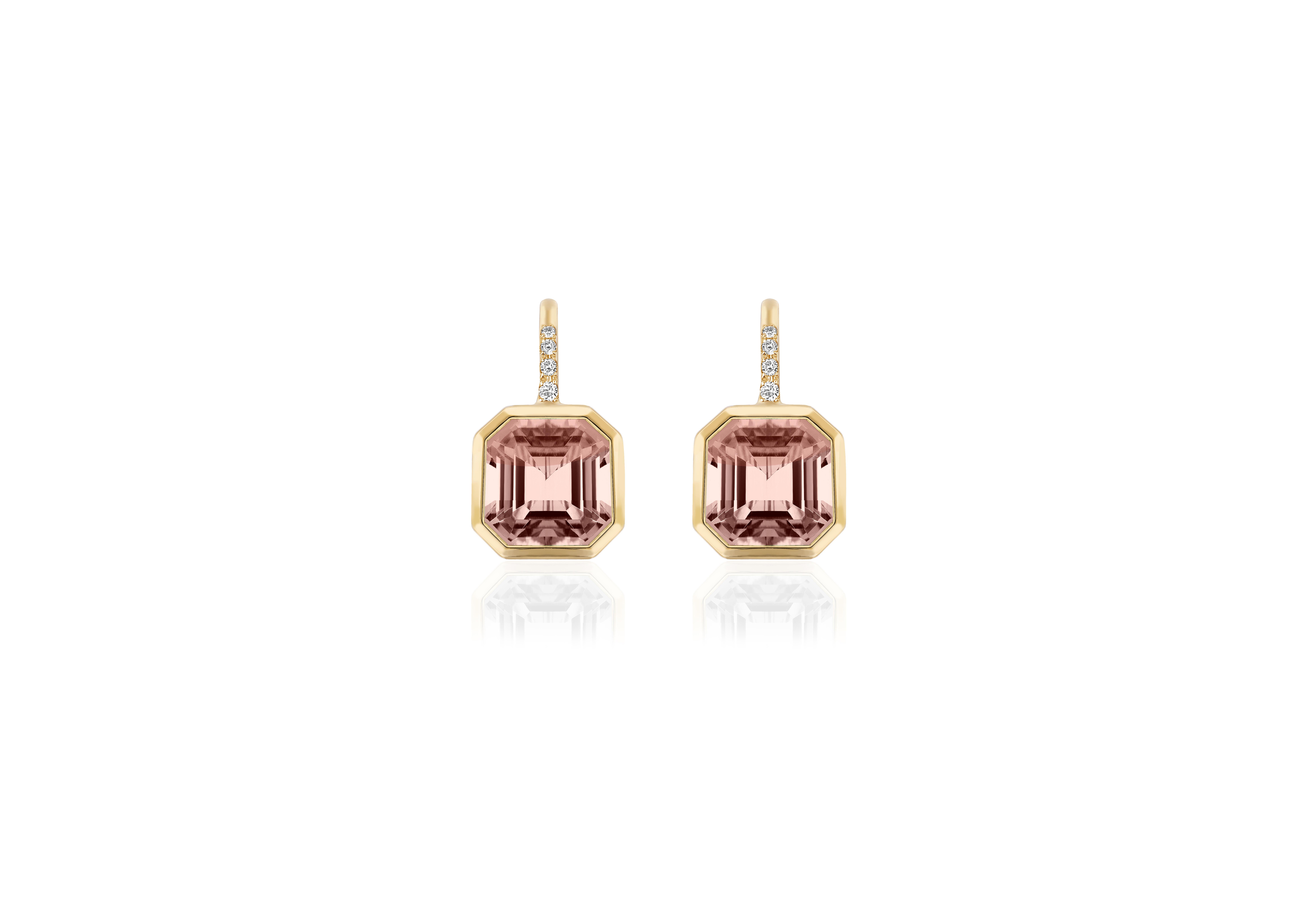 Contemporary Goshwara Emerald Cut Morganite on Wire Earrings For Sale