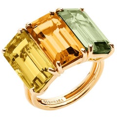Mehrfarbiger 3-Stein-Ring mitshwara-Smaragdschliff