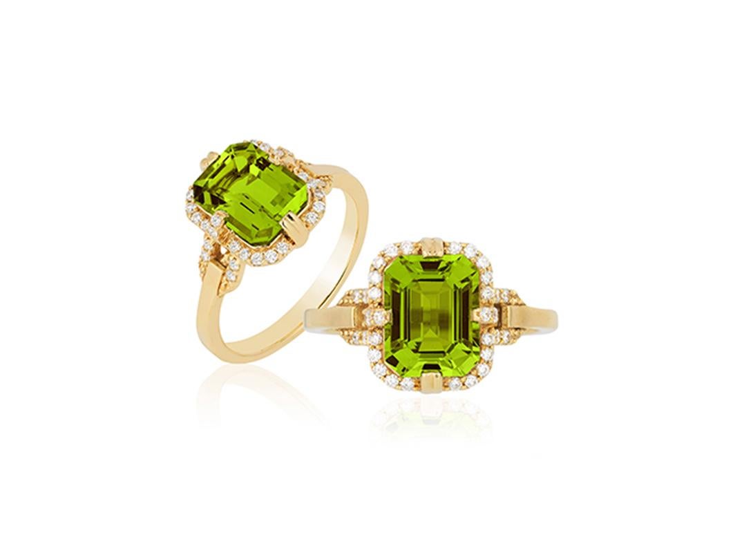 emerald cut peridot rings