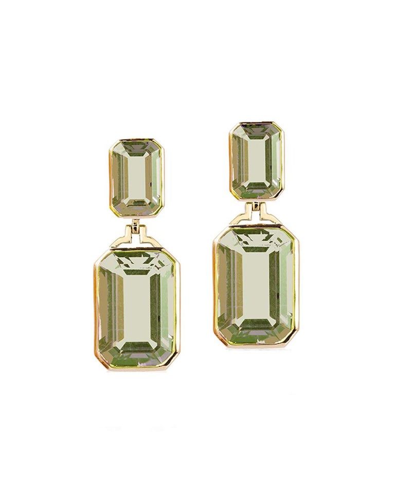 Goshwara Emerald Cut Prasiolite Earrings In New Condition For Sale In New York, NY