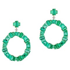 Goshwara Emerald Fancy Baguettes with Diamonds Earrings