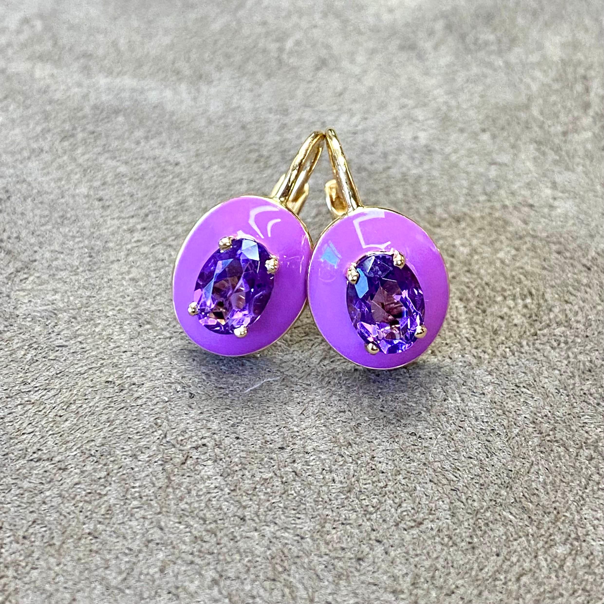 purple enamel earrings