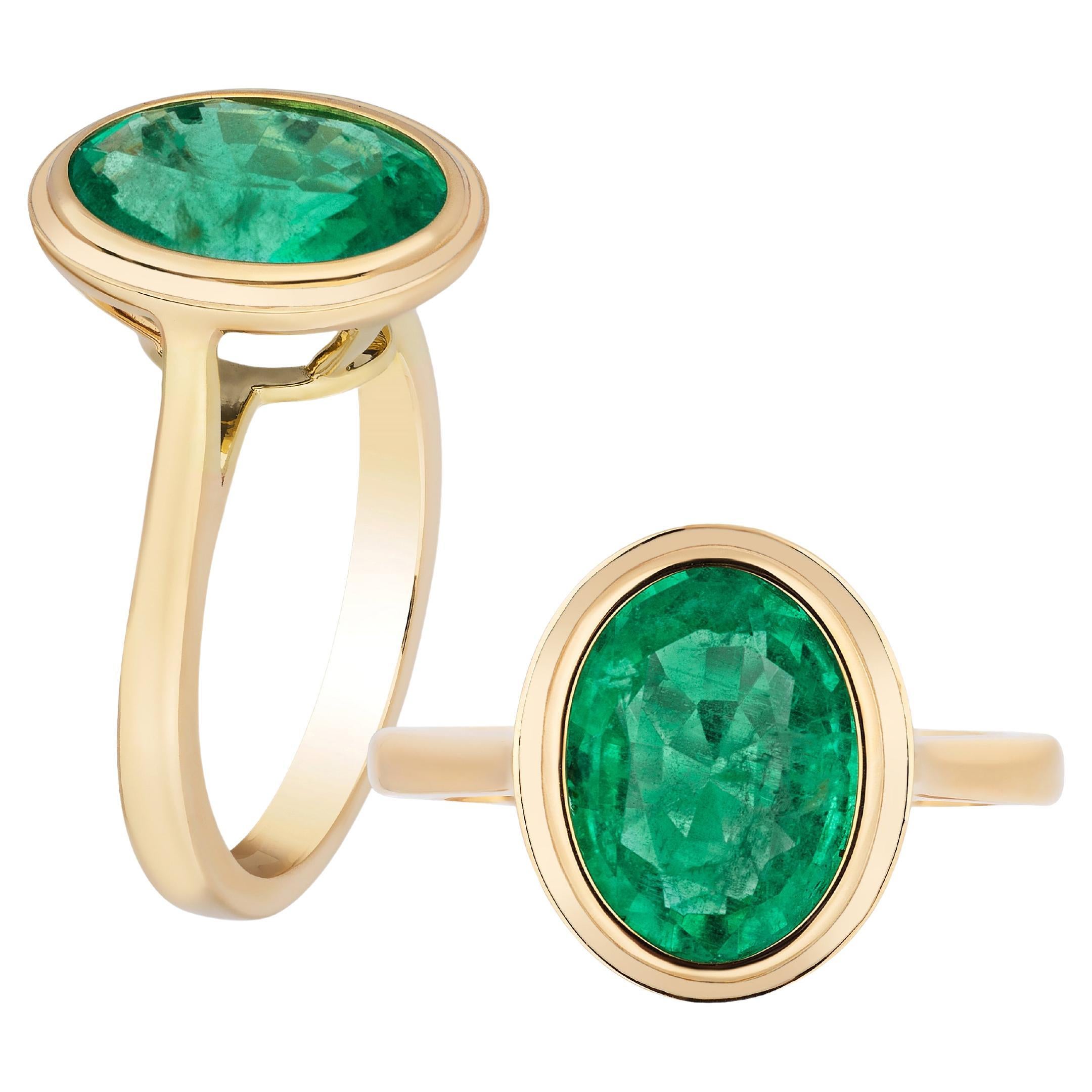 Goshwara Faceted Oval Emerald Ring