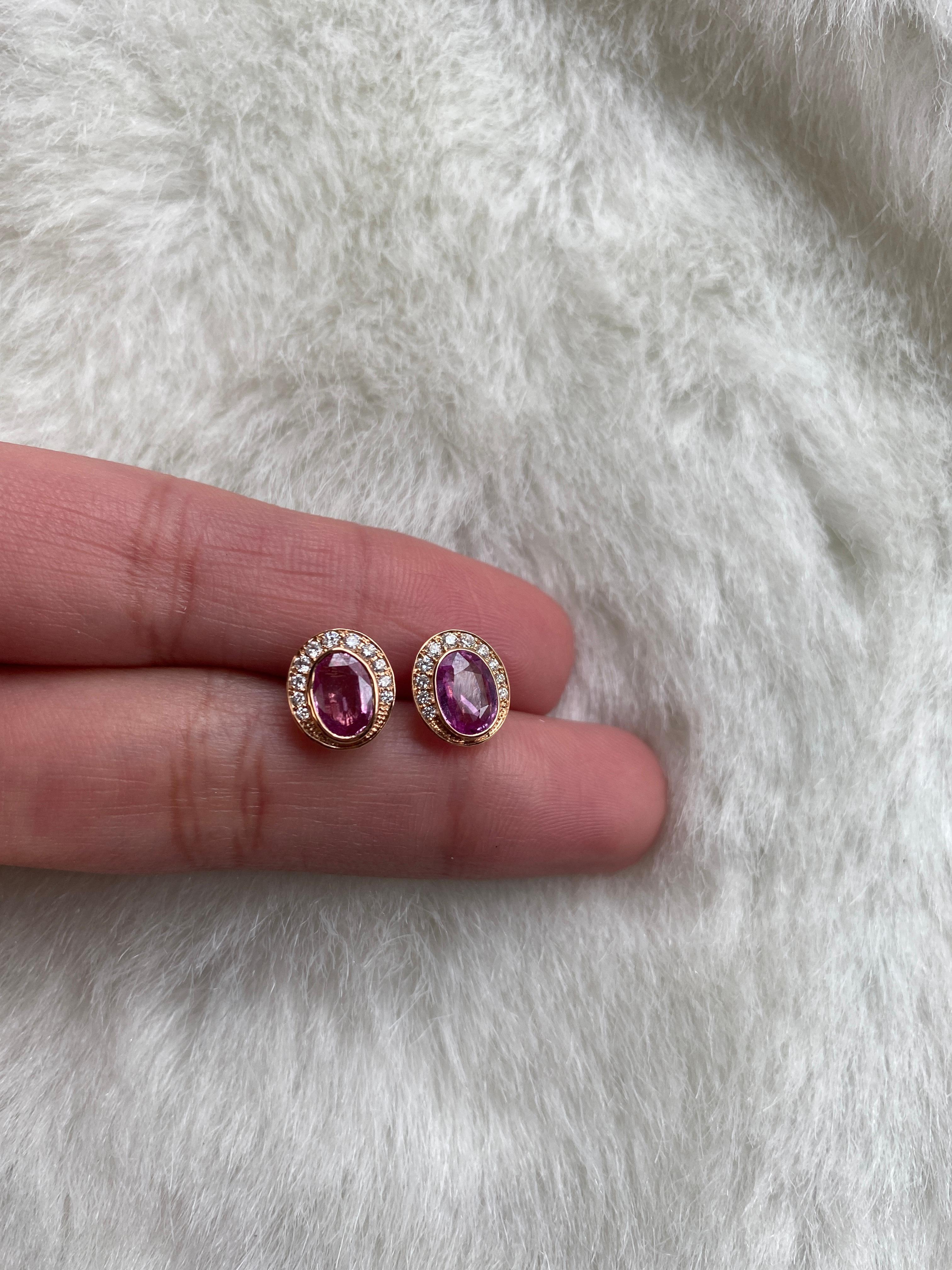 Faceted Oval Pink Sapphire Knife Edge & Detachable Earrings with Diamond in 18K Rose Gold, from 'Limited Edition' Collection. These limited edition items are just that! Limited! 

Feel the exclusiveness in every piece from this collection and Feel