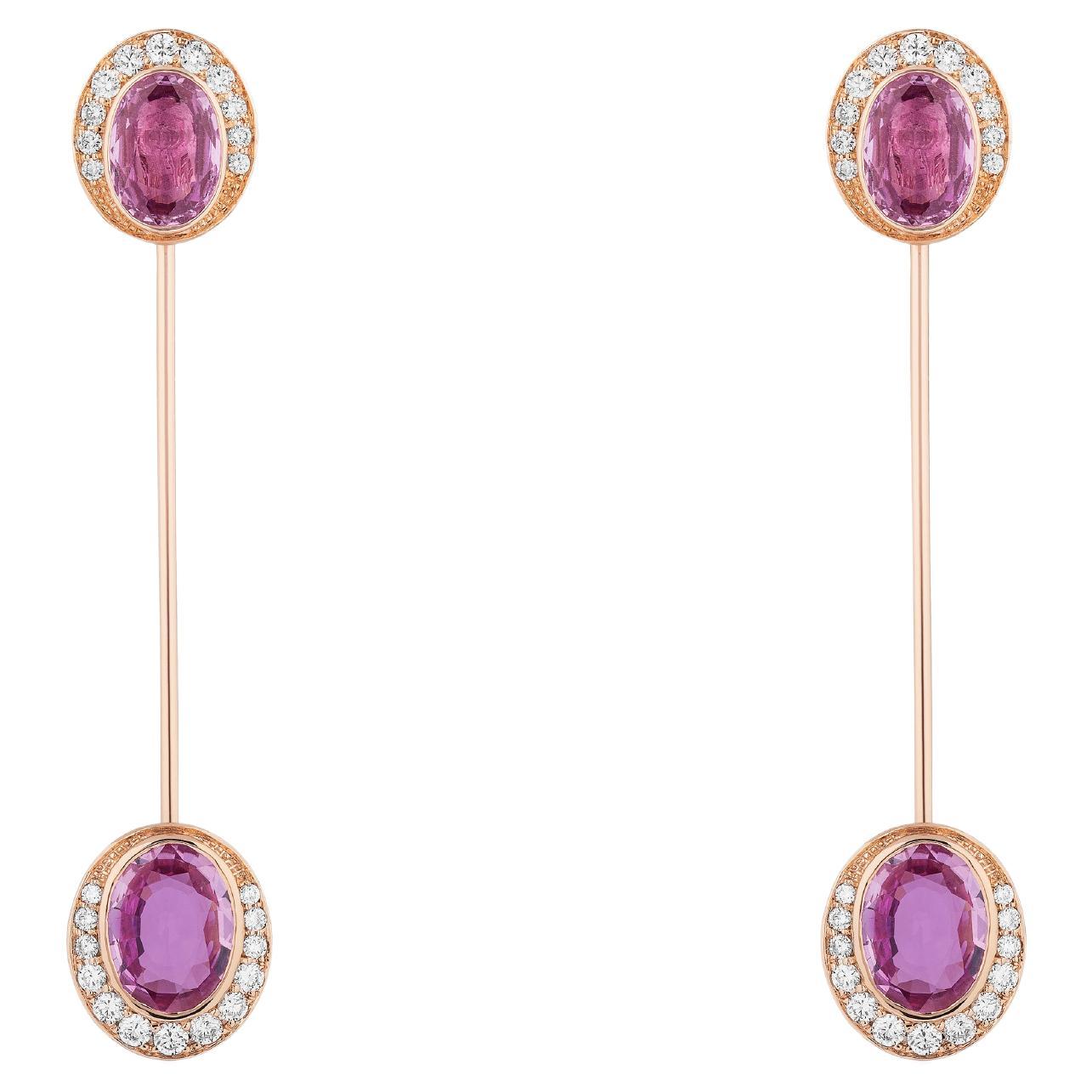 Goshwara Faceted Oval Pink Sapphire Knife Edge & Detachable Earrings