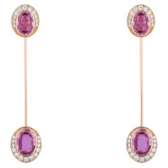 Goshwara Faceted Oval Pink Sapphire Knife Edge & Detachable Earrings