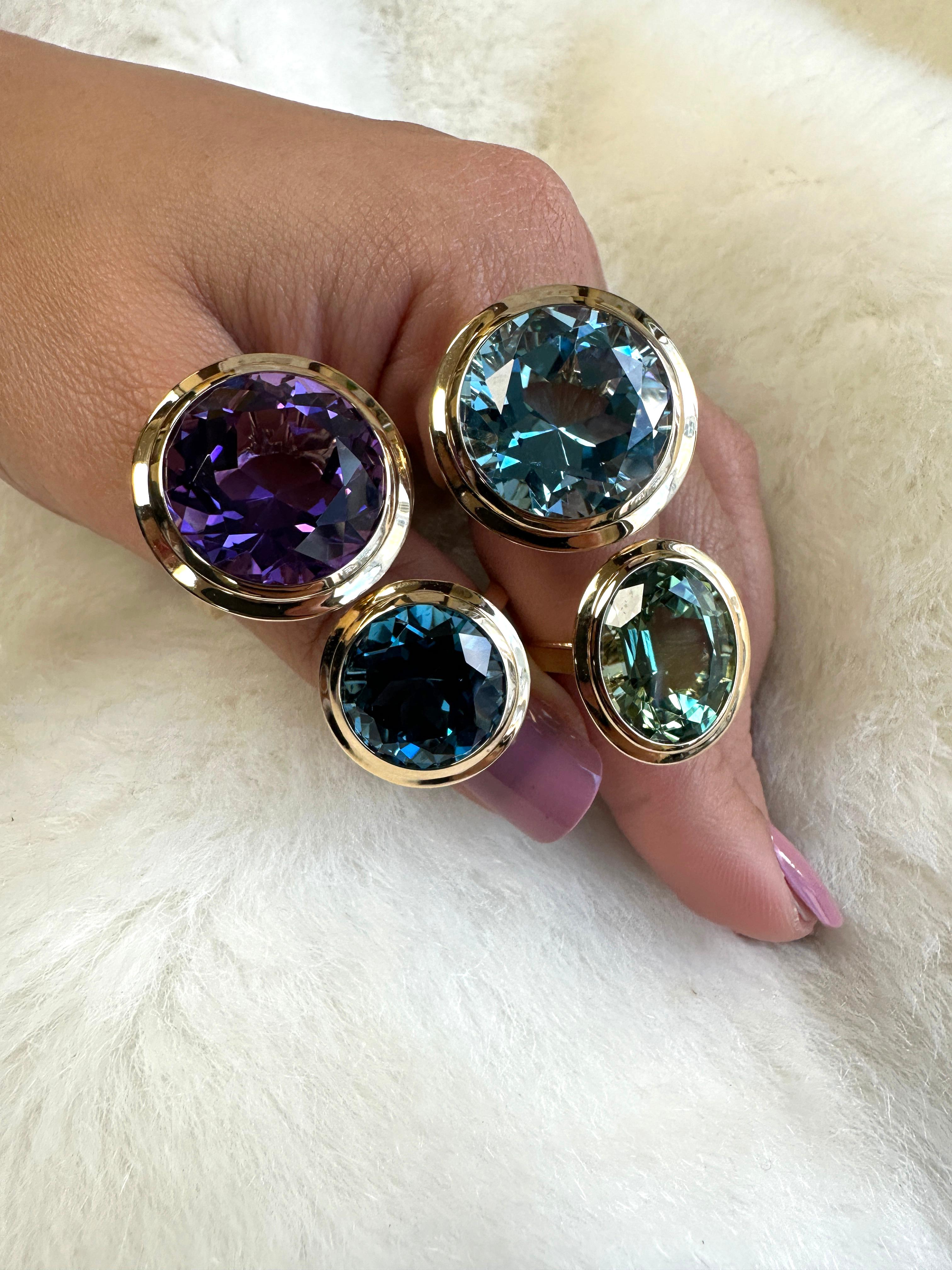Blue Moon Jewels 5mm London Blue Topaz Solitaire Ring – 925 Sterling Silver With Zircon Accents