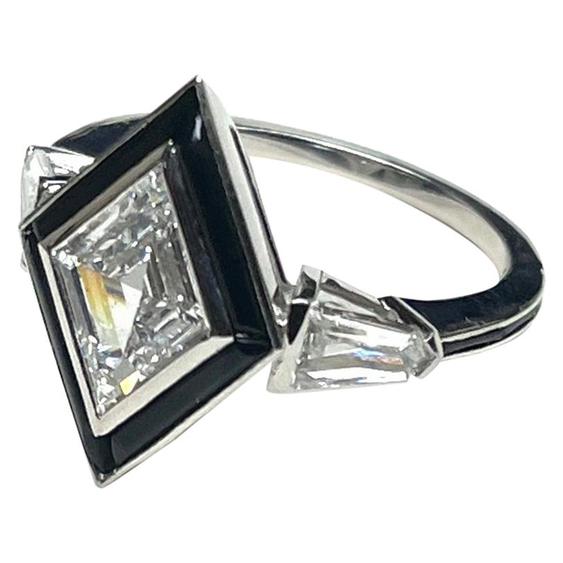 Goshwara Fancy Cut Diamond with Black Jade Ring