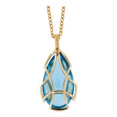 Goshwara Freedom Gold Blue Topaz and Quartz Cage Necklace