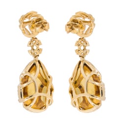 Goshwara Freedom Gold Citrine Diamond Cage Earrings