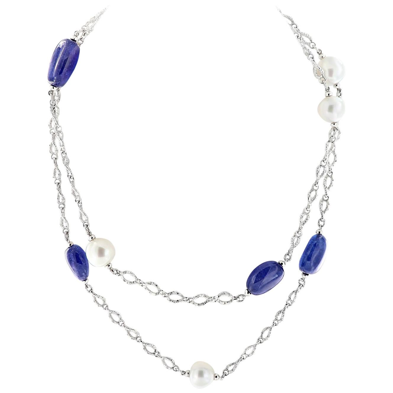 Goshwara “G-One” Tanzanite South Sea Pearl Chain Necklace