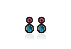 Goshwara Garnet and London Blue Topaz Cabochon Earrings