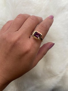 Goshwara Garnet Emerald Cut Bezel Set Ring