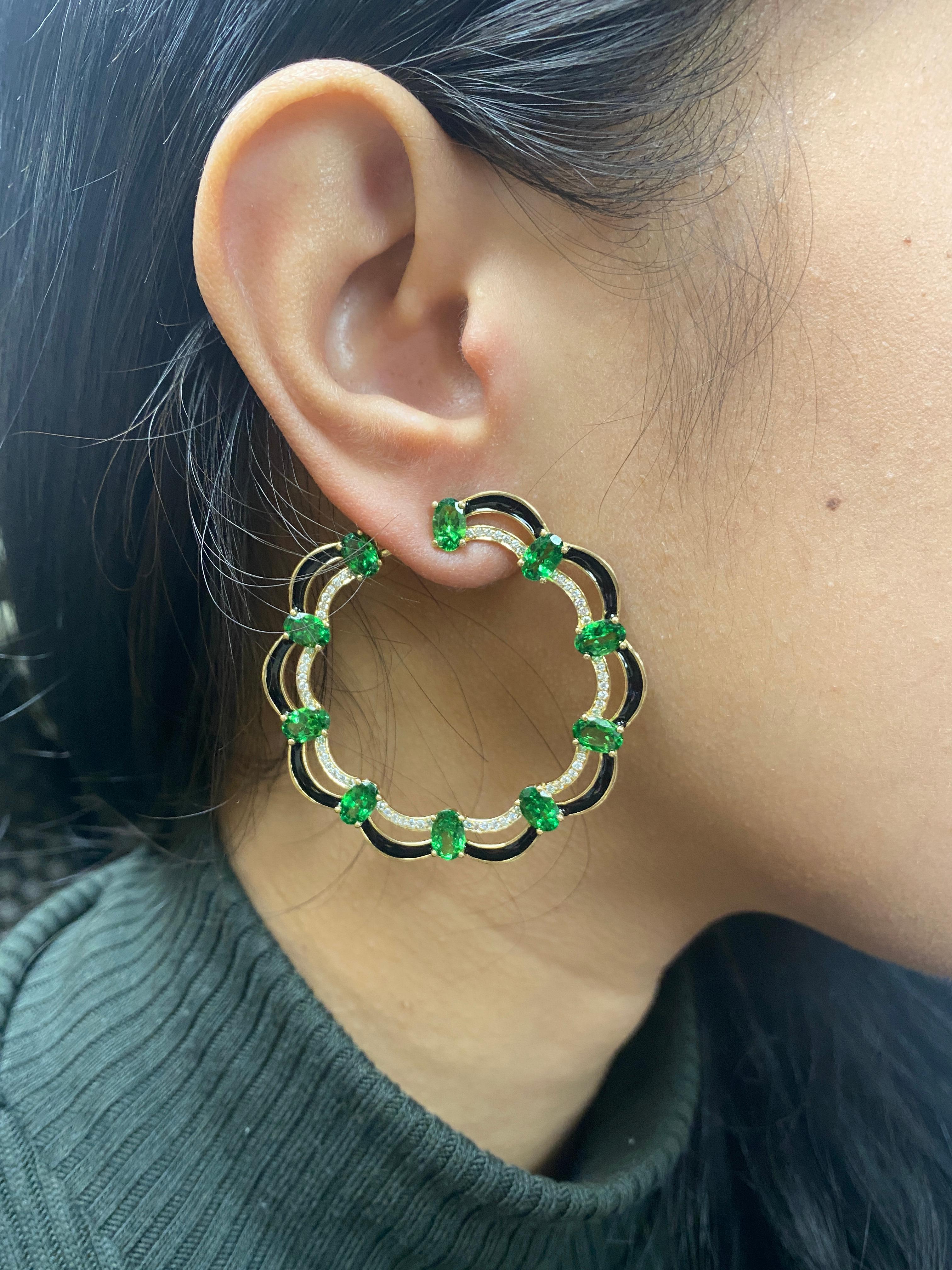 Green Tsavorite Earrings with Diamonds in 18K Yellow Gold, from 'Limited Edition'. These limited edition items are just that! Limited! 

Feel the exclusiveness in every piece from this collection and Feel the love in these limited edition creations.