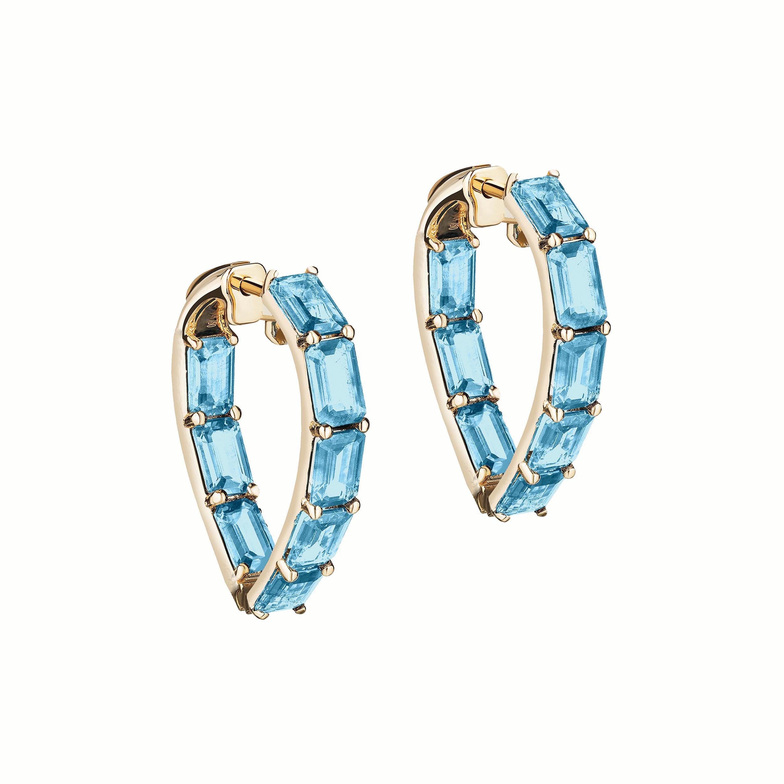 Contemporary Goshwara Heart Shape Blue Topaz Hoop Earrings For Sale