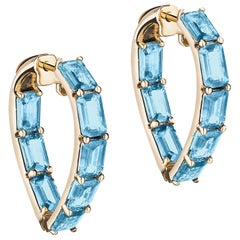 Goshwara Heart Shape Blue Topaz Hoop Earrings