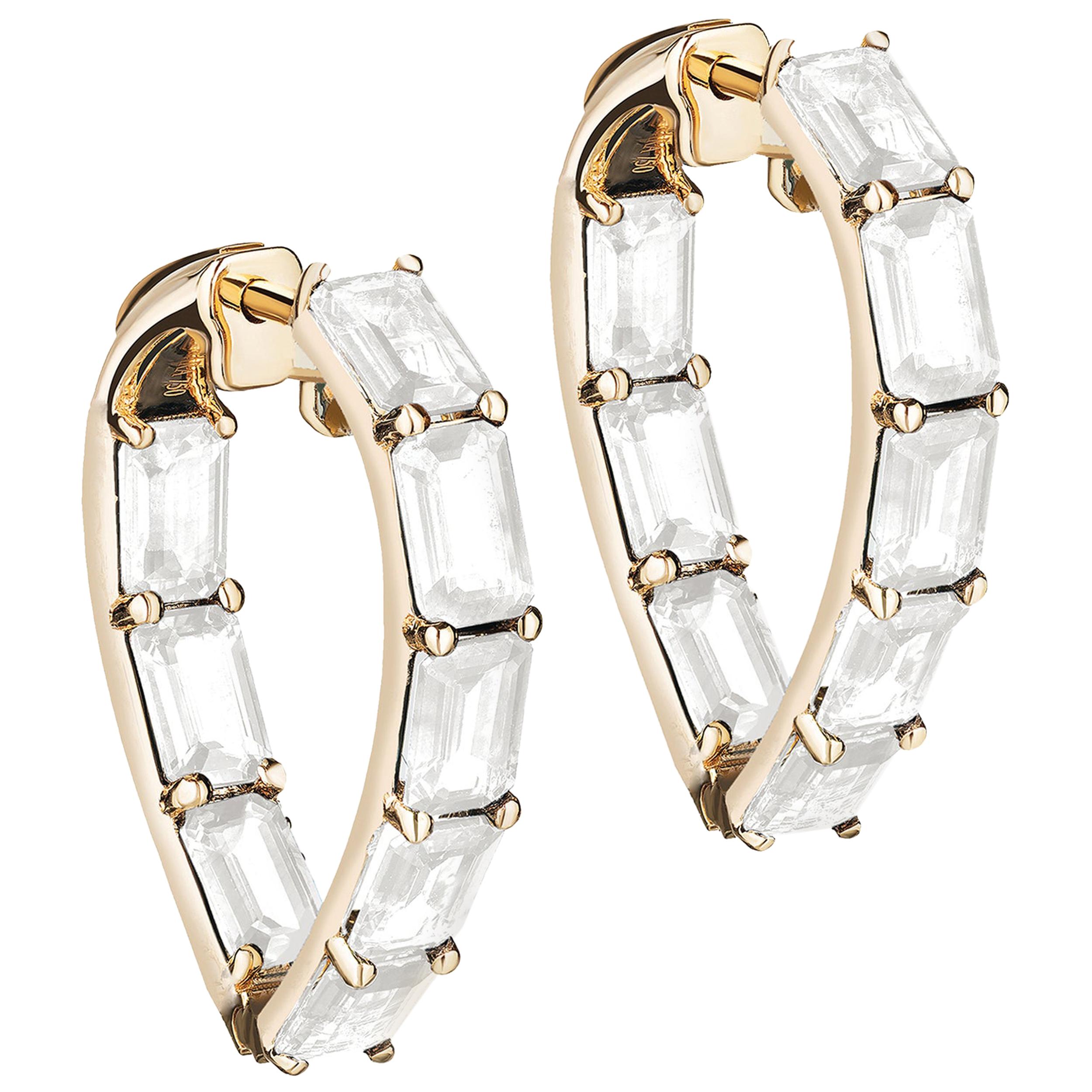 Goshwara Heart Shape Moon Quartz Hoop Earrings