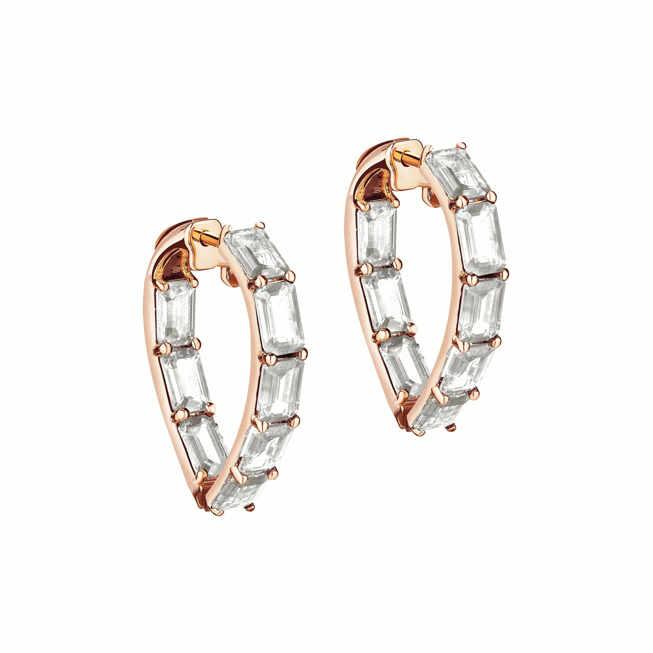 Contemporary Goshwara Heart Shape Rock Crystal Hoop Earrings For Sale