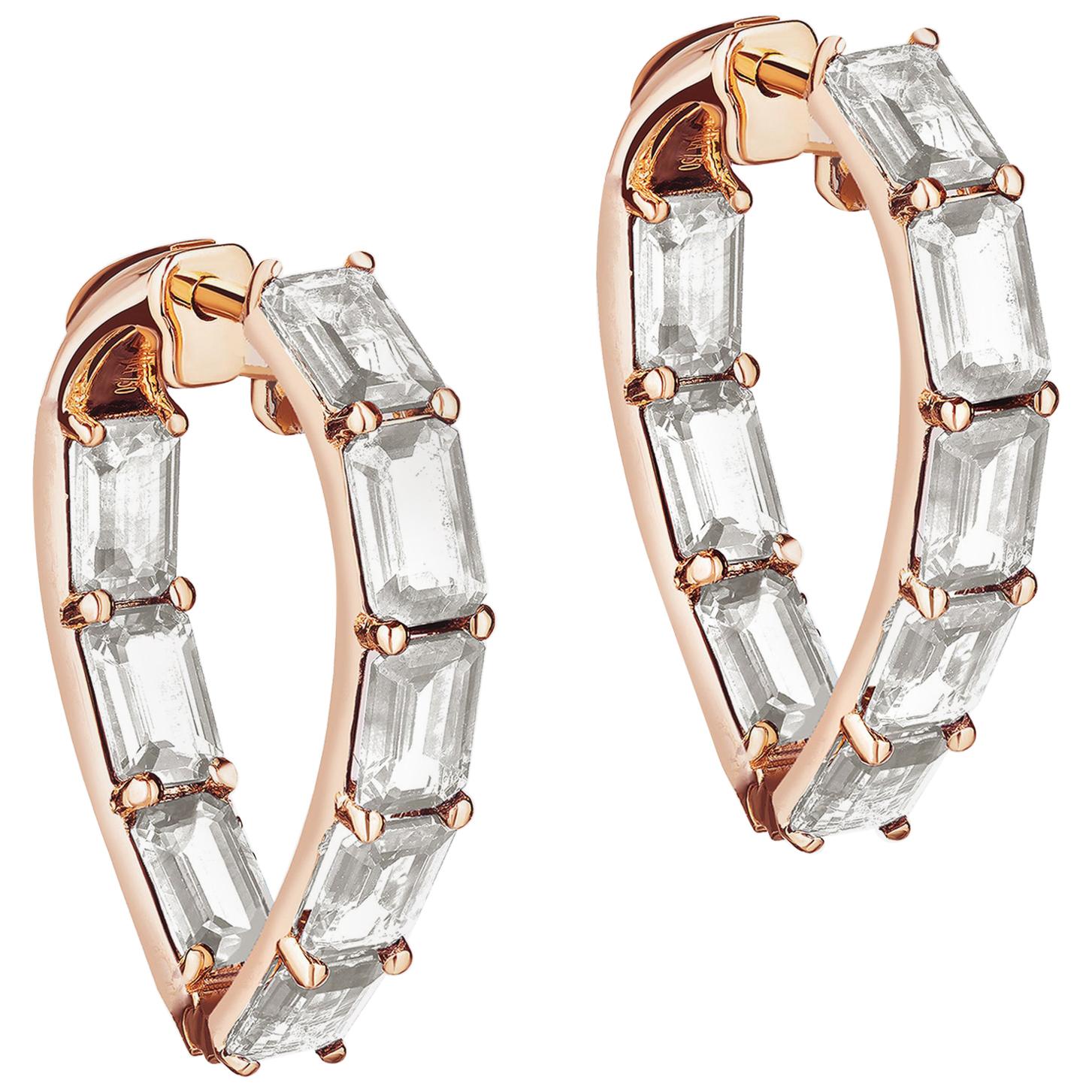 Goshwara Heart Shape Rock Crystal Hoop Earrings